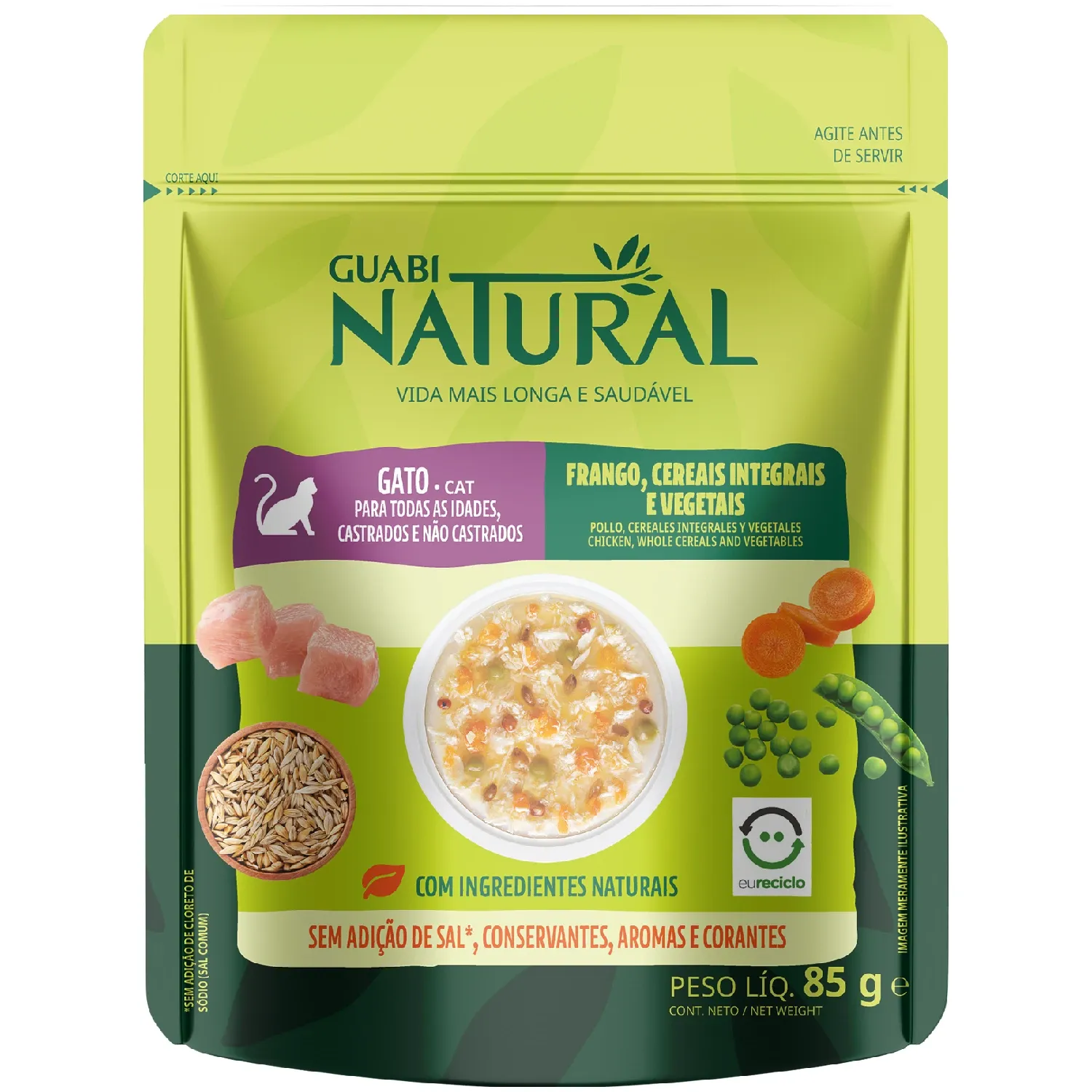 Racao Umida Guabi Natural Gatos Frango, Cereais Integrais e Vegetais 1